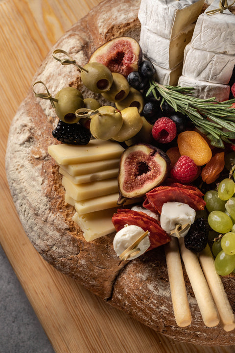 Peasant bread with cheeses and cold meats