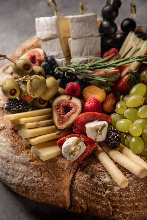 Peasant bread with cheeses and cold meats