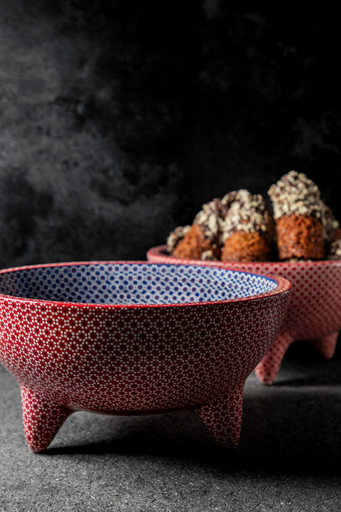 MOLCAJETE DE BARRO PUNTEADO GRANDE